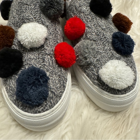 NEW❗️Joshua Sanders Grey Wool Blend Pom Pom Slip On Sneakers - Picture 4 of 9